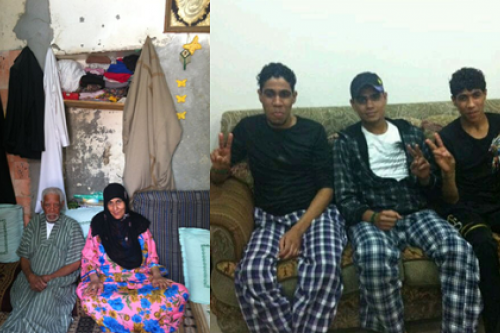 Left: Ashour Hassan with his wife Maryam Sabt. Right: Younis, Sadiq and Jassim